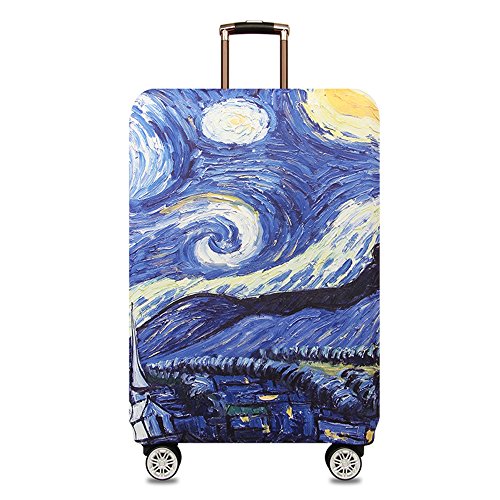 TRAVEL KIN Thickened Luggage Cover ，Washable Travel Gear Cover，18/24/28/32 Inch Suitcase Spandex Protective Cover (M(22'-24' luggage), Starry Night)