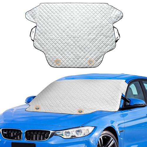 EcoNour Car Windshield Winter Cover for Ice and Snow - PEVA Fabric Four-Layered Frost Cover with Magnetic Edges -Thickened Snow Cover - Fits Most Cars SUVs,CRV, Van, Sedan - Standard (69 x 48 inches)
