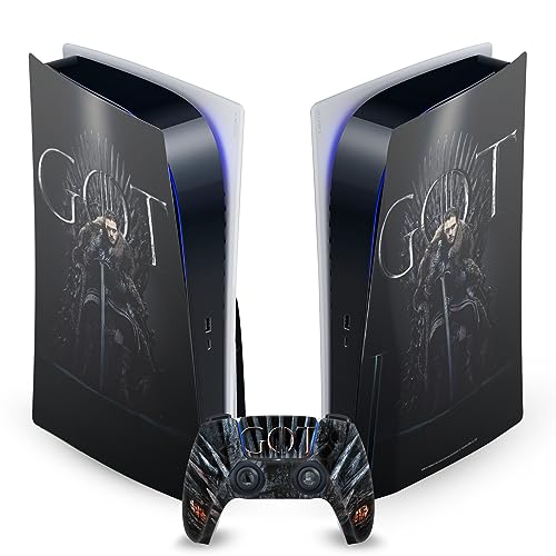 Head Case Designs Officially Licensed HBO Game of Thrones Jon Snow Iron Throne Sigils and Graphics Vinyl Faceplate Sticker Gaming Skin Decal Cover Compatible with PS5 Disc Console & DualSense