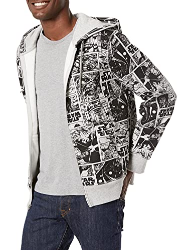 Amazon Essentials Disney | Marvel | Star Wars Men's Fleece Full-Zip Hoodie Sweatshirts (Available in Big & Tall), Star Wars Comic, Large