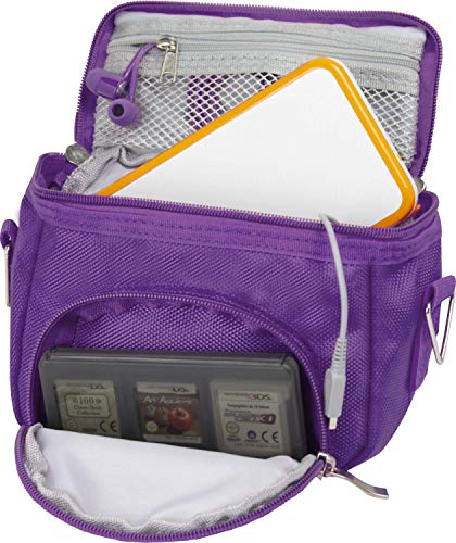 Orzly Travel Bag for Nintendo DS Consoles (New 2DS XL / 3DS / 3DS XL / New 3DS / New 3DS XL / Original DS / DS Lite / DSi / etc.) - Includes Belt Loop, Carry Handle, Shoulder Strap - PURPLE