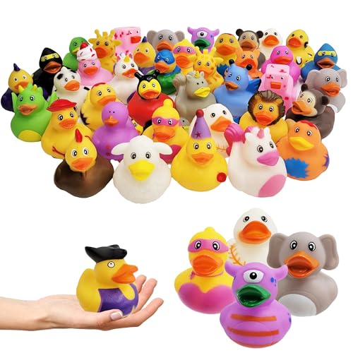 Assortment Rubber Duck Toy Duckies for Kids, Bath Birthday Gifts Baby Showers Classroom Incentives, Summer Beach and Pool Activity, 2' (10-Pack)