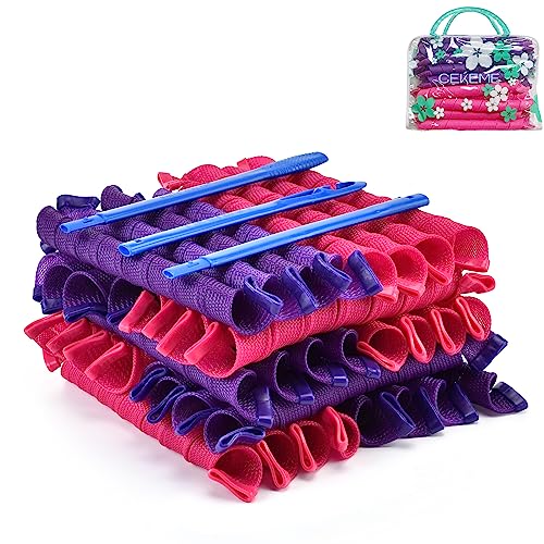 40pcs No Heat Hair Curlers Heatless Spiral Curlers with Styling Hooks 22inch/55cm Magic Hair Rollers No Heat Damage DIY Styling Kit for Women Kids Long Medium Hair
