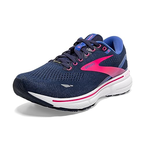 Brooks Women's Ghost 15 GTX Waterproof Neutral Running Shoe - Peacoat/Blue/Pink - 10 Medium