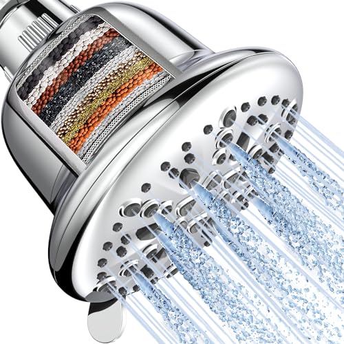 Filtered Shower Head, Cobbe High Pressure 7 Spray Modes Shower Head with Filters, 16 Stage Shower Head Filter for Hard Water for Remove Chlorine and Harmful Substances (Chrome)