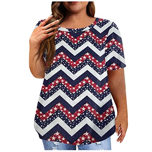 Women's Oversized Shirts for Leggings,Hawaiian Shirts for Women Racerback Tank Tops for WomenWomen'S 4 of July Plus Size Tops Short Sleeve American Flag Graphic Tees Patriotic Shirts