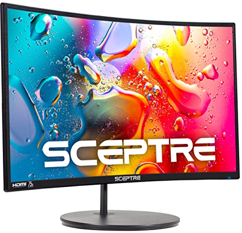 Sceptre Curved 27' FHD 1080p 75Hz LED Monitor HDMI VGA Build-In Speakers, EDGE-LESS Metal Black 2019 (C275W-1920RN)