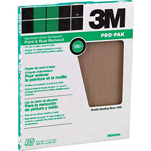 3M Pro-Pak 88590NA Aluminum Oxide Sheets for Paint and Rust Removal, 9-Inch x 11-Inch, 60D-Grit (Pack of 4)