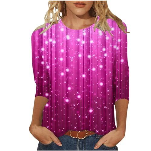 Chinese New Year Clothing Chinese New Year Clothing Women Chinese New Year Clothing for Women Dragon Graphic 3/4 Length Sleeve Top Casual Crew Neck 2024 Fashion Thin Blouses Purple 2X