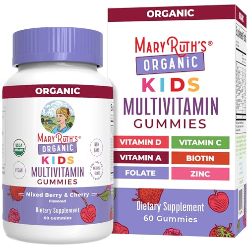 Kids Vitamins by MaryRuth's | USDA Organic | Kids Multivitamin Gummies for Ages 4+ | Vegan | Non-GMO | Only 2 Gummies a Day | 60 Count