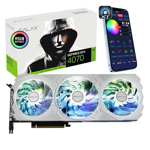 GALAX GeForce RTX 4070 EX Gamer White, ARGB Fan, Xtreme Tuner App Control, 12GB, GDDR6X, 192-bit, DP*3/HDMI 2.1/DLSS 3/Gaming Graphics Card (with ARGB Fans)