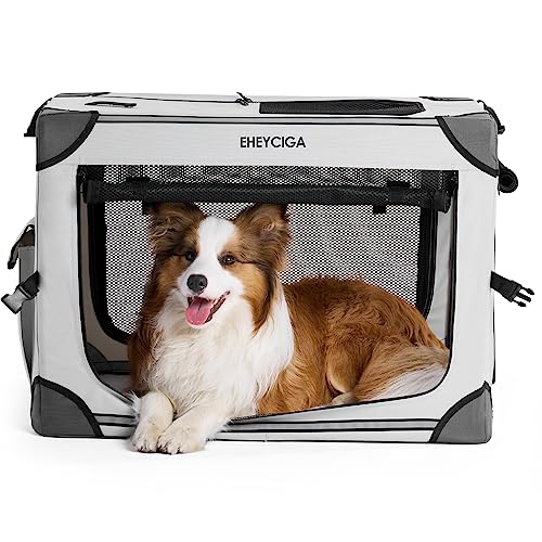 EHEYCIGA Collapsible Medium Dog Crate, 30 Inch Soft Portable Soft Dog Kennel for Medium Dogs, Indoor & Outdoor Foldable Dog Travel Crate with Mesh Windows
