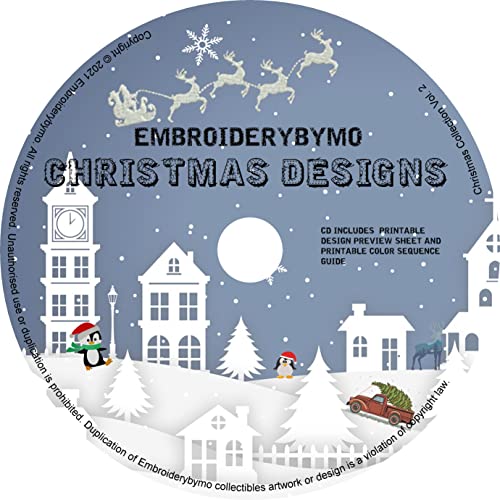 Embrilliance Essentials Compatible Machine Embroidery Christmas Designs Pack Vol. 2 - Approx 200 Christmas Designs On CD-ROM (.HUS)