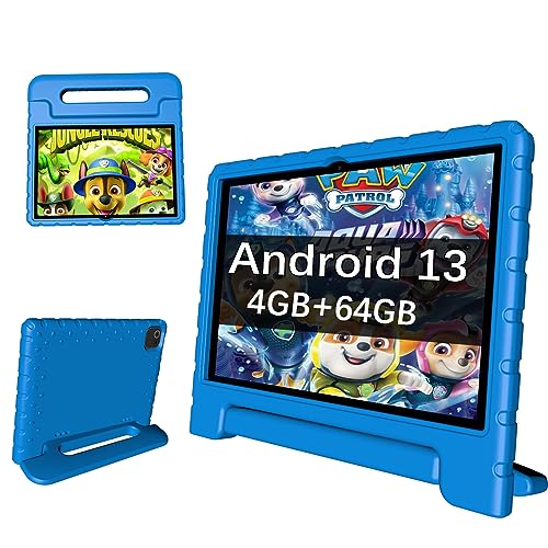 ITDULCET Kids Tablet 10 inch Android 13, 4GB RAM+64GB ROM 8000mAh Toddler Tablet for Children Teen, 2.4G & 5G WiFi, Dual Camera, 10.1'' IPS HD Screen Family Link Parent Control, 2-Year Warranty