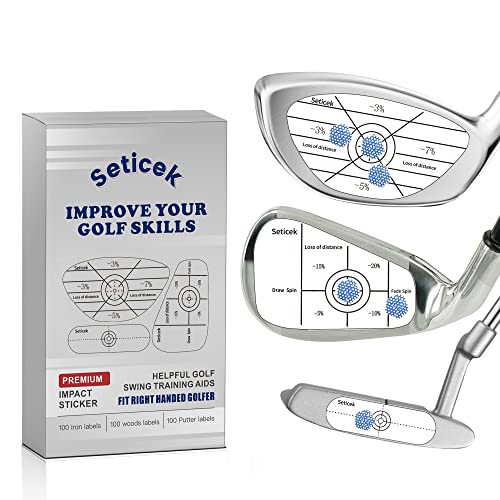 Seticek Golf Impact Tape Set 300Pcs, Self-Teaching Sweet Spot and Consistency Analysis, Golf Club Impact Stickers for Woods Irons and Putters Each 100 Pcs,Useful Training Aid Improve Ball Striking