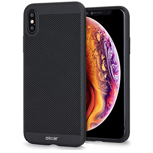 Olixar for iPhone Xs Max Slim Case - Heat Dissipating Mesh Cover - MeshTex - Cooling Case - Wireless Charging Compatible - Tactical Black