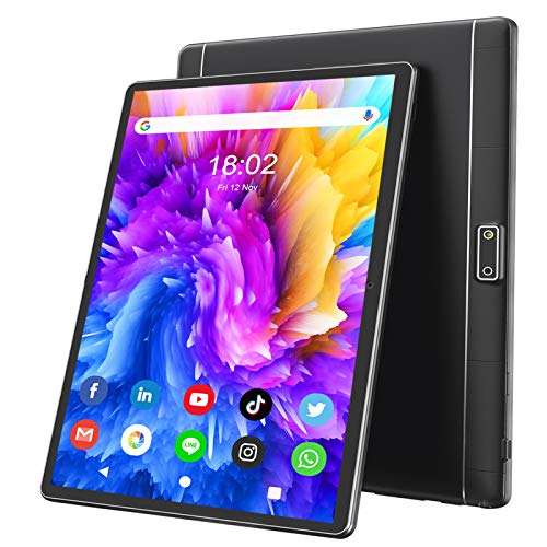 Tablet 10 Inch Android 9 HD Dual Sim Tablets with Quad Core, 32GB ROM /128 GB Expand, 3G Phone Call, WiFi, Bluetooth, Dual Camera, GPS, IPS Touchscreen, GMS Google Certified Tablet PC, (Black)