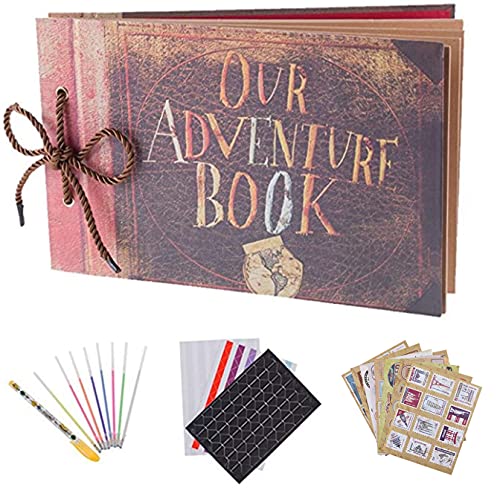 RECUTMS Our Adventure Book Scrapbook Pixar Up Handmade DIY Family Scrapbook Photo Album Expandable 11.6x7.5 Inches 80 Pages with Photo Album Storage Box DIY Accessories Kit Mothers Day Gifts