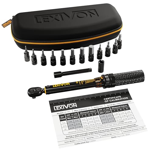 LEXIVON Bike Torque Wrench 1/4-Inch Dr. 15-Piece Kit | 72-Tooth Gear, Dual-Direction Click Type 2~26 Nm / 17.7~230.1 in-lb (LX-191)