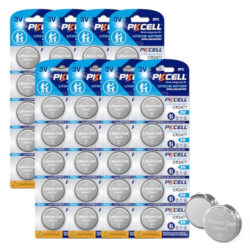 PKCELL CR2477 Battery 3V Lithium Battery Button Coin Cell Batteries(40PCS)