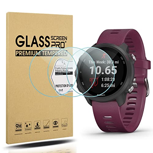 Diruite 3-Pack for Garmin Forerunner 245/245 Music Screen Protector, 2.5D 9H Hardness Tempered Glass Screen Protector for Garmin Forerunner 245/245 Music Smartwatch