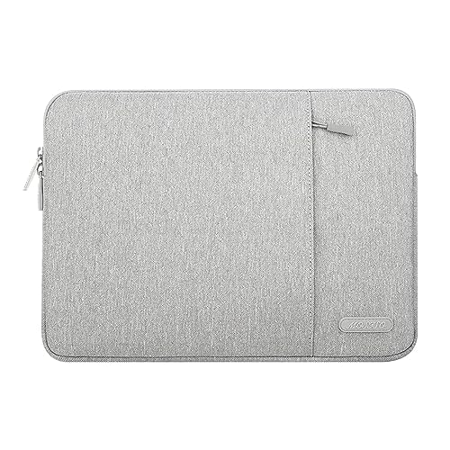 MOSISO Laptop Sleeve Bag Compatible with MacBook Air/Pro, 13-13.3 inch Notebook, Compatible with MacBook Pro 14 inch M3 M2 M1 Chip Pro Max 2023-2021, Polyester Vertical Case with Pocket, Gray