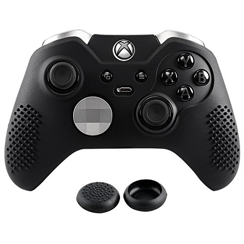 eXtremeRate Soft Anti-Slip Silicone Controller Cover Skins Thumb Grips Caps Protective Case for Xbox One Elite - Black
