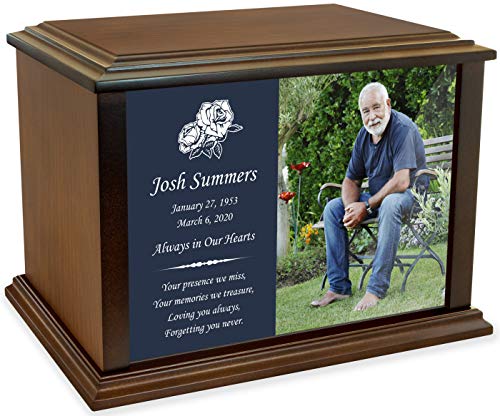 Personalized Custom Photo Eternal Reflections Wood Cremation Urn for Ashes - Customizable Urn - Large Size Urn - for a Person up to 225 Pounds