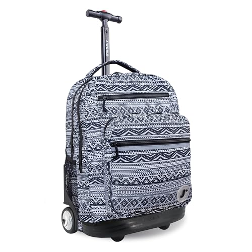 J World New York Sundance Rolling Backpack Girl Boy Roller Bookbag, Tribal, One Size