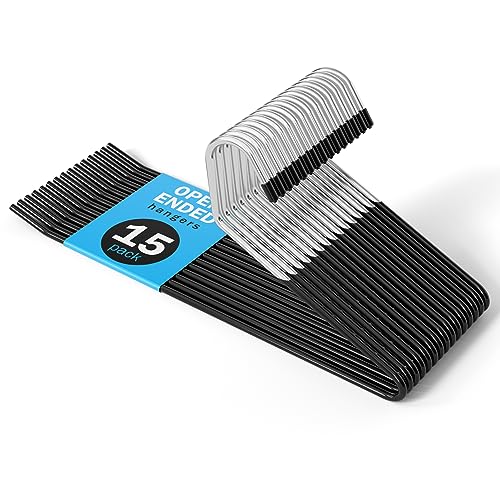 Pants Hangers | Open-Ended Metal Pants Hangers, 15 Metal Hangers Non Slip Hanger for Pants, Jean Hangers for Closet, Black Pants Hangers for Women and Men by ERA Accents