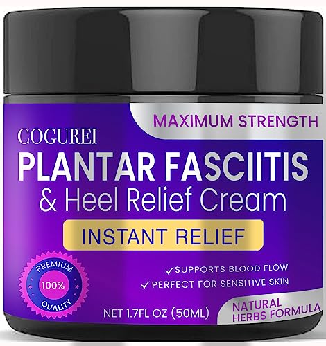 COGUREI Heel Pain Relief Cream Maximum Strength Cream for Feet, Heel Pain, Natural Herbal Concentrate Formula, Effective Soothing Plantar Fasciitis Relief 1.7 OZ
