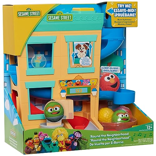 SESAME STREET 'Round The Neighborhood 4-Piece Ball Drop Playset and Figures, Kids Toys for Ages 12 Month by Just Play