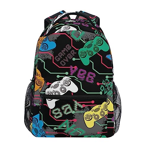 CHIFIGNO Joystick Gamepad Backpack for Teens Girls Boys School Student Bookbag Laptop Backpack Travel Daypack