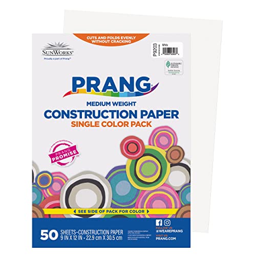 Prang (Formerly SunWorks) Construction Paper, White, 9' x 12', 50 Sheets