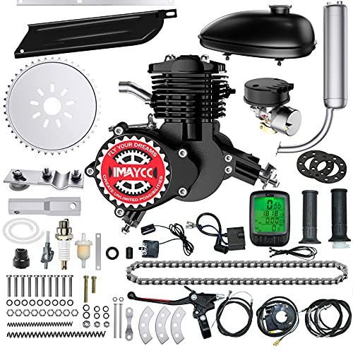 IMAYCC 80cc Bicycle Engine Kit, Bike Motor Kit with Wired Digital Computer, 2-Stroke Motorized Bicycle Kit Fit for 26-28' Bikes (Black)
