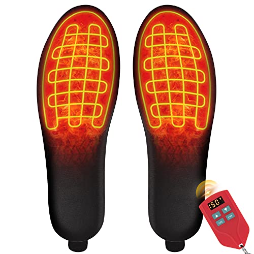 Heated Insole for Men Women, Rechargeable Foot Warmers with Remote Control, Electric Heat Shoe Insoles for Winter Camping Skiing Hunting Cycling Climbing