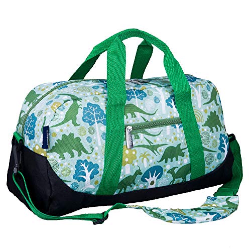 Wildkin Kids Overnighter Duffel Bags for Boys & Girls, Perfect for Early Elementary Sleepovers Duffel Bag for Kids, Carry-On Size & Ideal for School or Overnight Travel Bag (Dinomite Dinosaurs)