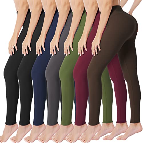 VALANDY Women's Leggings High Waisted Tummy Control Stretch Yoga Pants Workout Running Tights Leggings for Women Plus Size(7 Count)