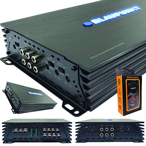 Blaupunkt AMP1404 Car Audio 4-Channel Amp Amplifier 1500 Watts Max Peak Power with Gravity Magnet Phone Holder Bundle