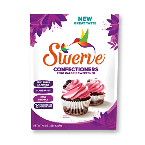 Swerve Ultimate Sugar Replacement Sweetener, Confectioners Sugar Substitute, Zero Calorie, Keto Friendly, Zero Sugar, Non-Glycemic, Gluten Free, 48 Oz