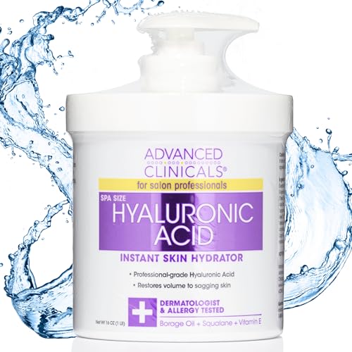 Advanced Clinicals Hyaluronic Acid Body Lotion & Face Moisturizer W/Vitamin E | Hydrating Firming Lotion Minimizes Look Of Wrinkles, Stretch Marks, & Crepey & Dry Skin | Skin Care Products, 16 Oz