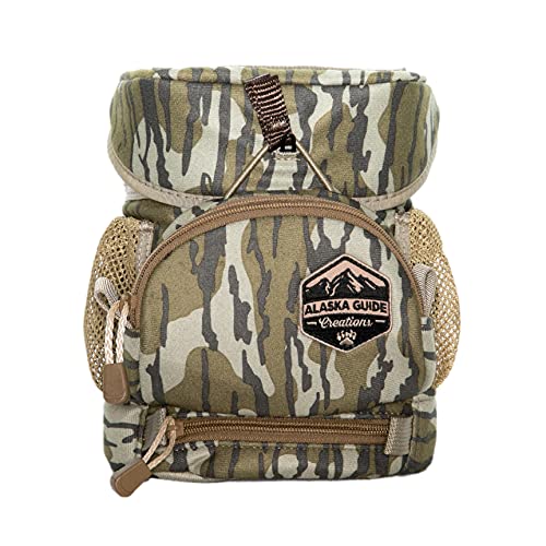 Alaska Guide Creations Hybrid with MAX Pocket | Compact Utility Bag with Mesh Side Pockets | Binocular Harness for Comfort and Quick Access (Mossy Oak - Bottomland)