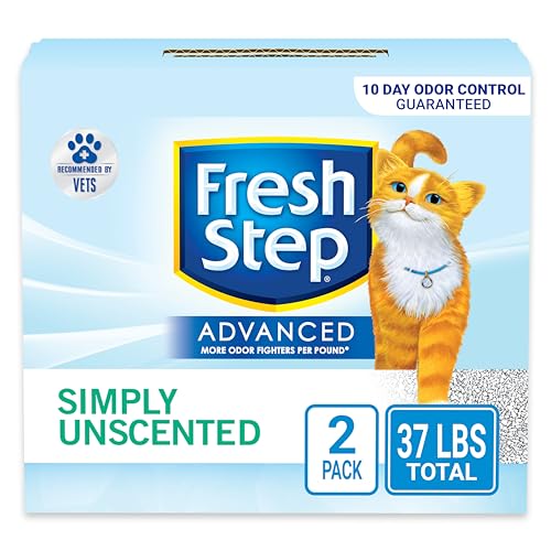 Fresh Step Clumping Cat Litter, Unscented, Advanced Long Lasting Odor Control Kitty Litter with Activated Charcoal, 37 lb