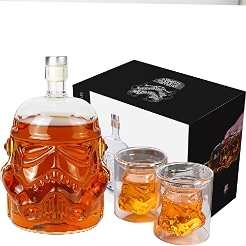 Generic Whiskey Decanter Set Transparent Creative with 2 Glasses Flask Carafe,Whiskey Carafe for Wine,Scotch,Bourbon,Vodka,Liquor, transparant set