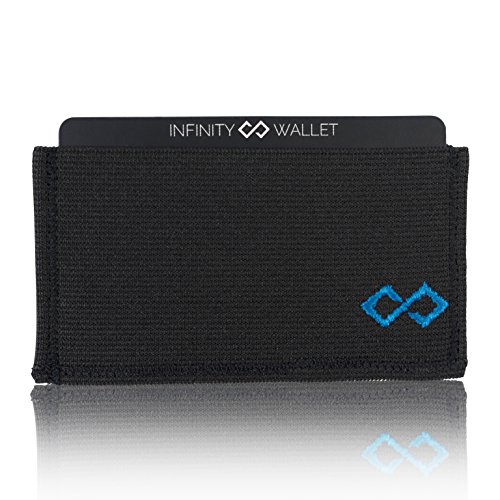 Infinity Wallet - Minimalist Wallet for Men and Women (Black with Blue Logo)
