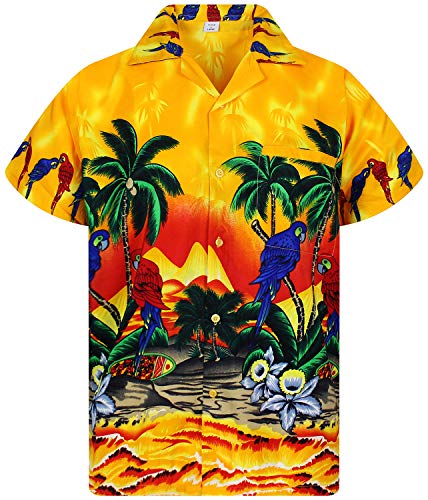 Funky Hawaiian Shirt, Parrot, Yellow, L