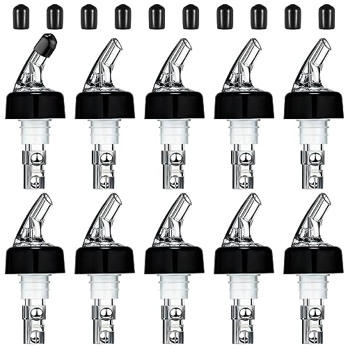 Automatic Measured Bottle Pourer Spout Bottle Pourer Liquor Bottle Pourers Bottle Jigger Quick Shot Spirit Measure Pourer, 1 oz/ 30 ml (Clear, Black,20 Pieces)