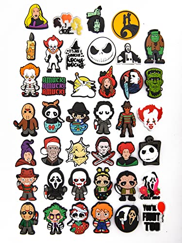 UNN Pack of 40 Pieces Halloween PVC Shoe Charms Women Pumpkin Lantern Shoes Decoration Ghost of Terror Wristbands Accessories Trick or Treat Style 4