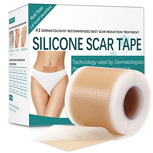 Silicone Scar Sheets, Silicone Scar Tape(1.6” x 120” Roll-3M), Reusable Scar Removal Strips, Professional Scar Away Sheets for Surgical scars, Keloid, C-Section, Burn et