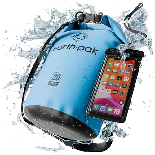 Earth Pak Waterproof Dry Bag - Roll Top Waterproof Backpack Sack Keeps Gear Dry for Kayak with Waterproof Phone Case